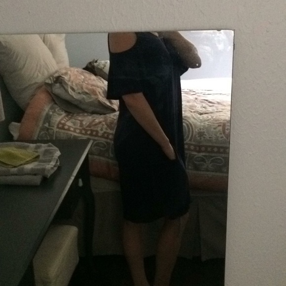 ! Blue cold shoulder A line dress - Picture 2 of 6